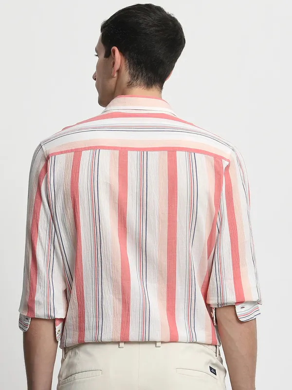 MUFTI pink striped casual wear mens shirt