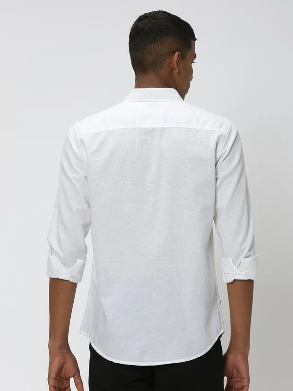 Mufti plain white cotton linen shirt