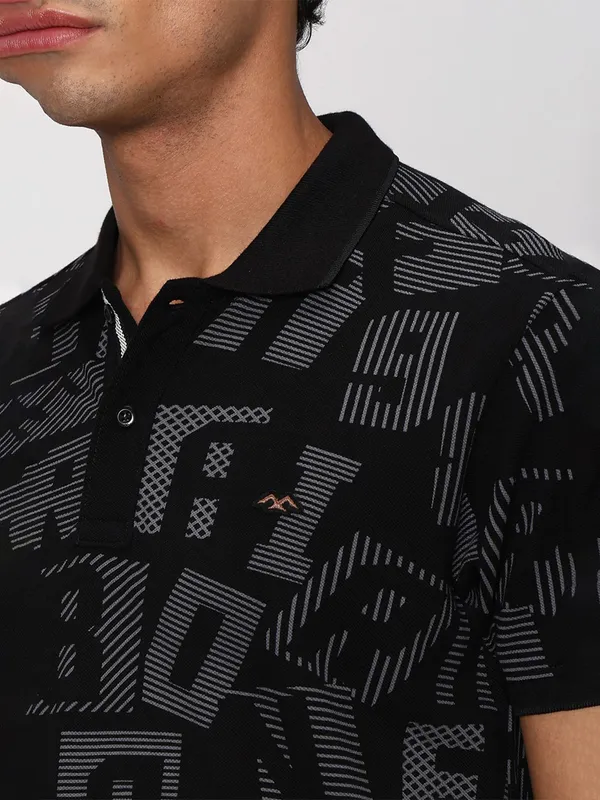 Mufti printed black polo t shirt