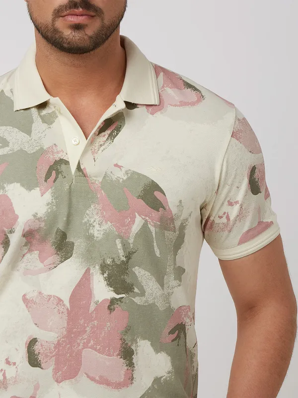 MUFTI printed off-white cotton t-shirt