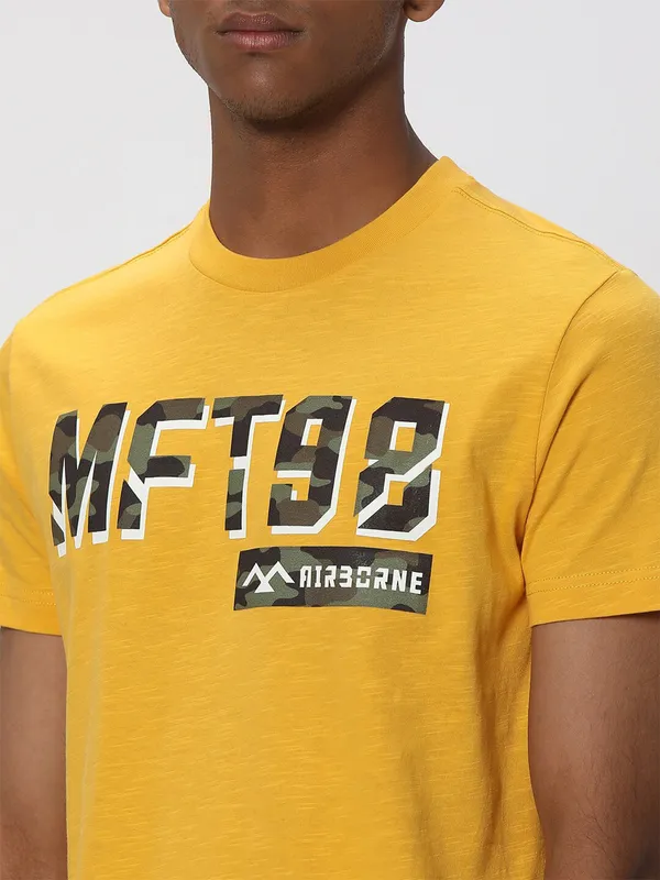 Mufti printed yellow t shirt