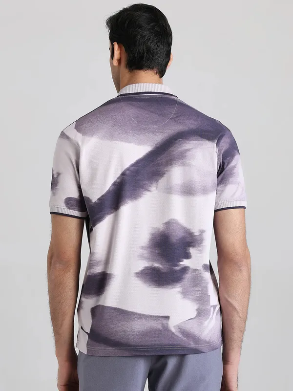 MUFTI purple and white polo neck t-shirt