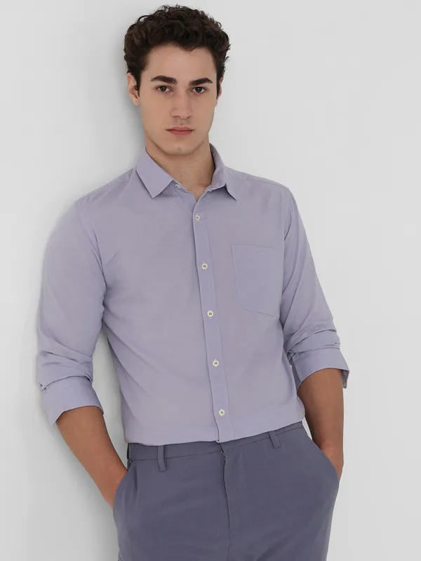 MUFTI purple plain slim fit casual shirt for men