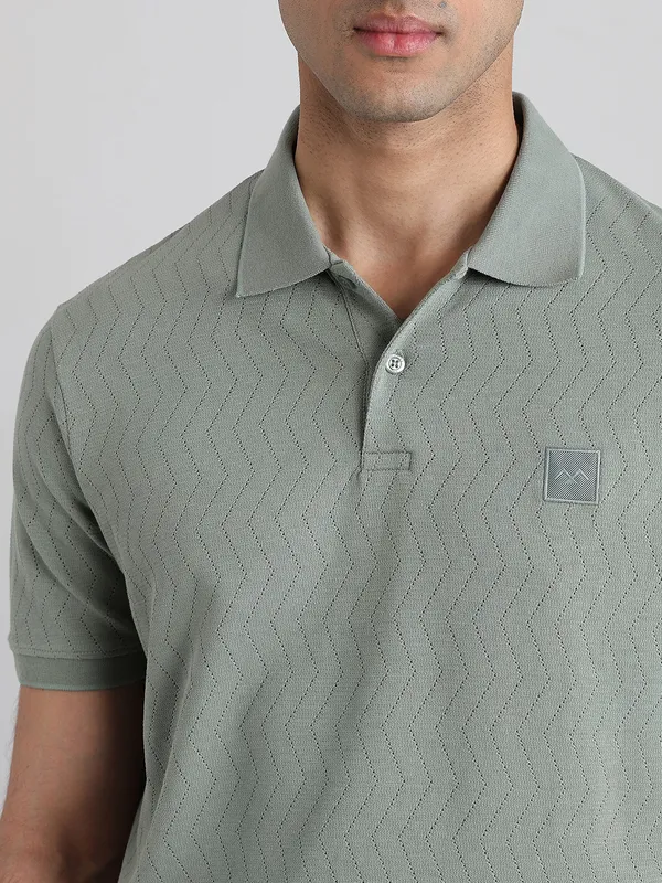 MUFTI sage green polo neck t-shirt