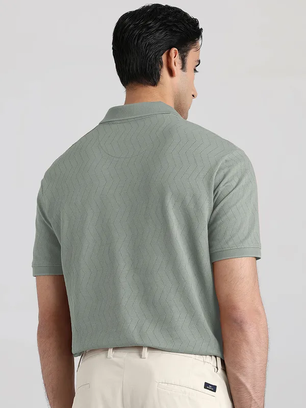 MUFTI sage green polo neck t-shirt