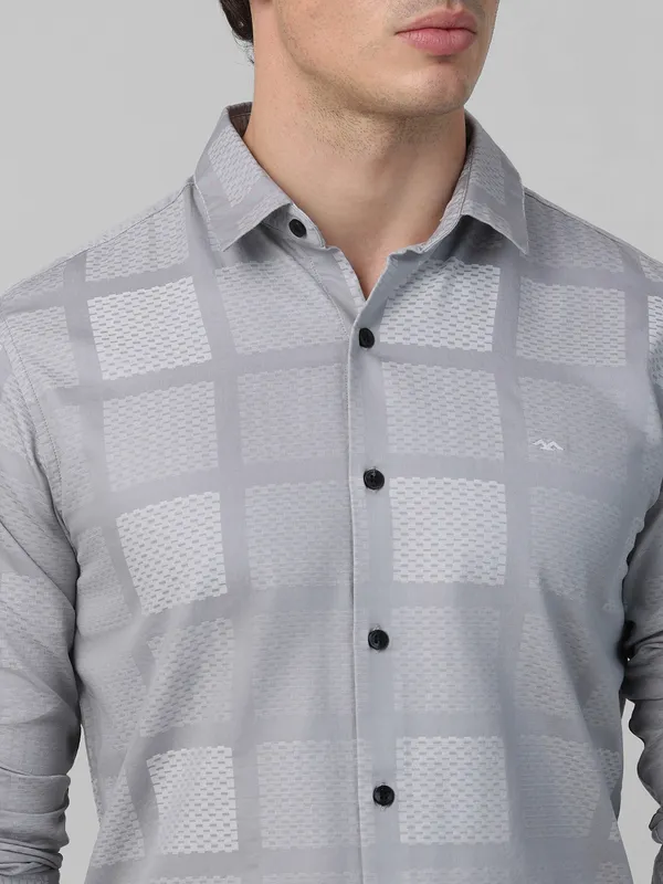 MUFTI silver checkered cotton shirt