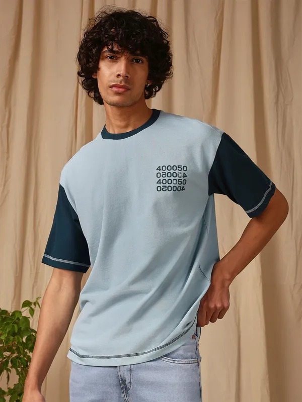 MUFTI sky blue cotton t-shirt