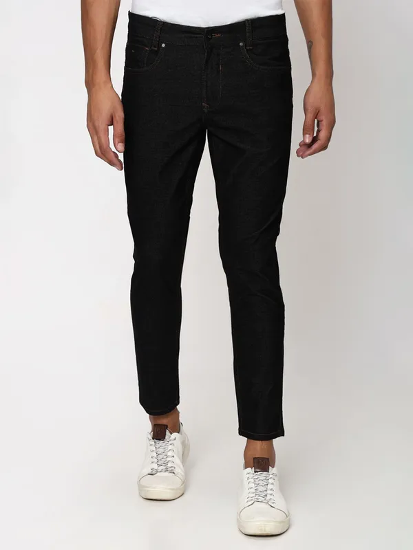 Mufti solid black ankle length trouser