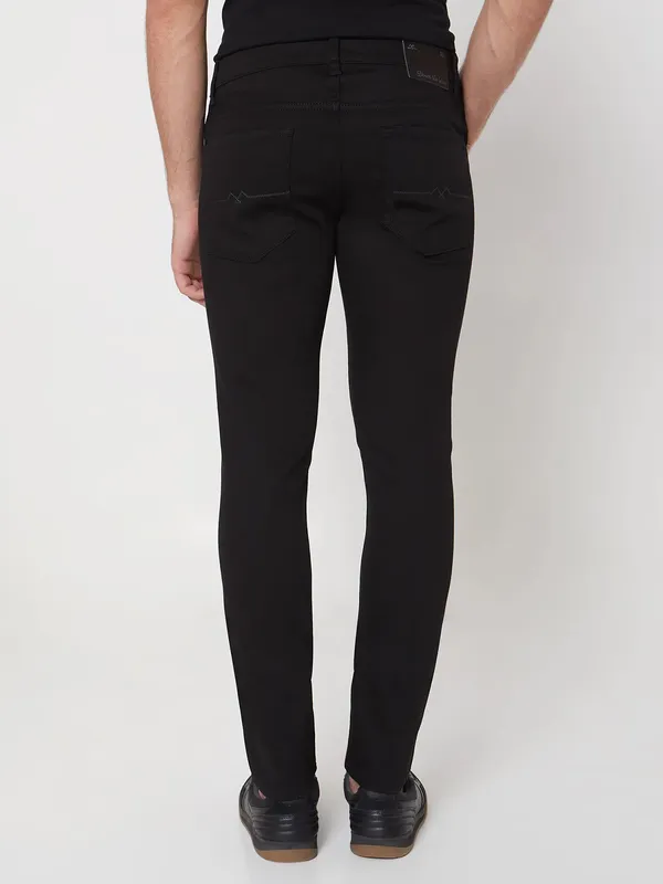 MUFTI solid black skinny fit denim jeans