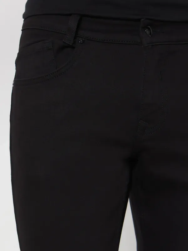 MUFTI solid black skinny fit denim jeans