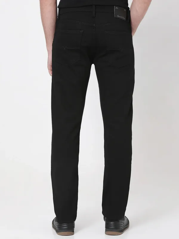 MUFTI solid black straight fit denim jeans