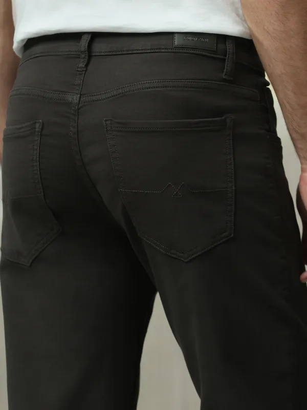MUFTI solid charcoal black straight fit mens denim
