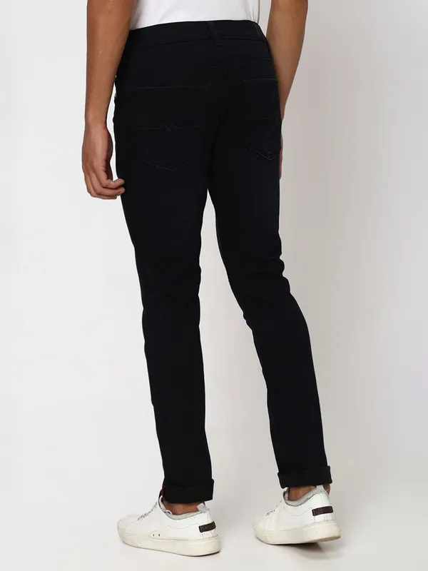 Mufti solid dark navy super slim fit jeans