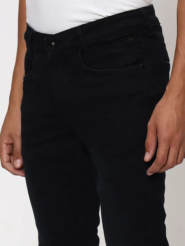Mufti solid dark navy super slim fit jeans