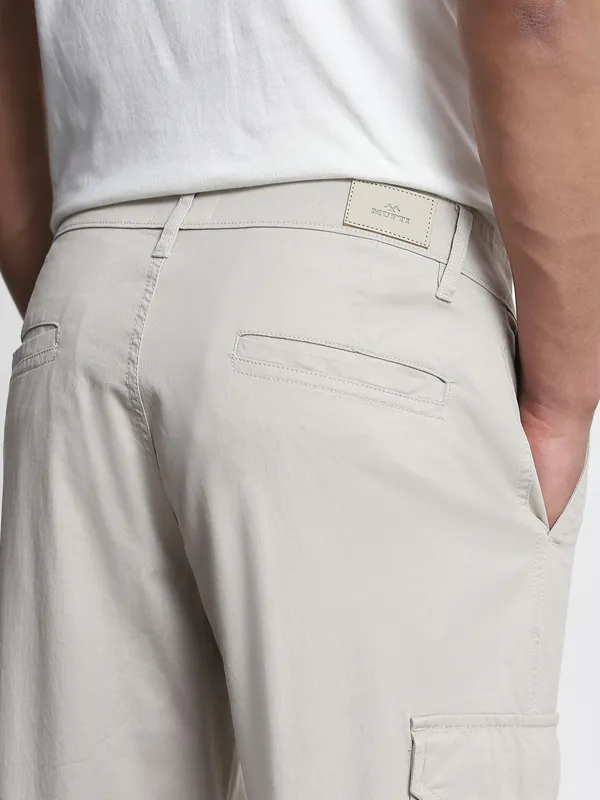 MUFTI solid grey cargo trouser for men