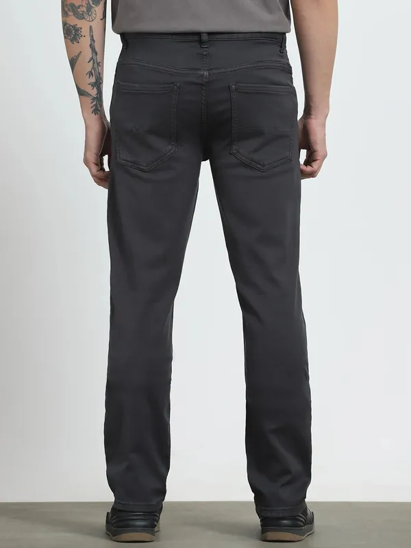 MUFTI solid grey super slim fit mens denim