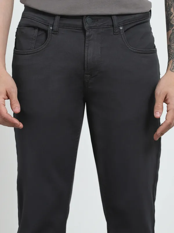 MUFTI solid grey super slim fit mens denim