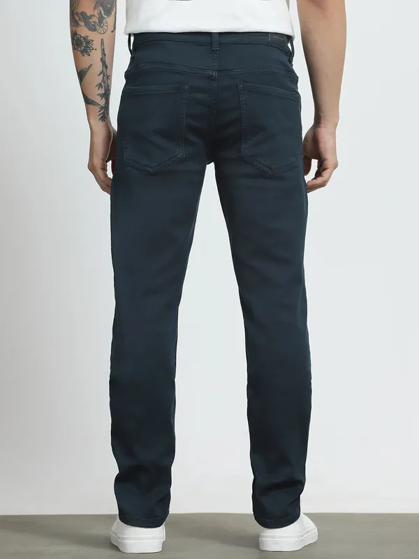 MUFTI solid navy super slim mens denim jeans