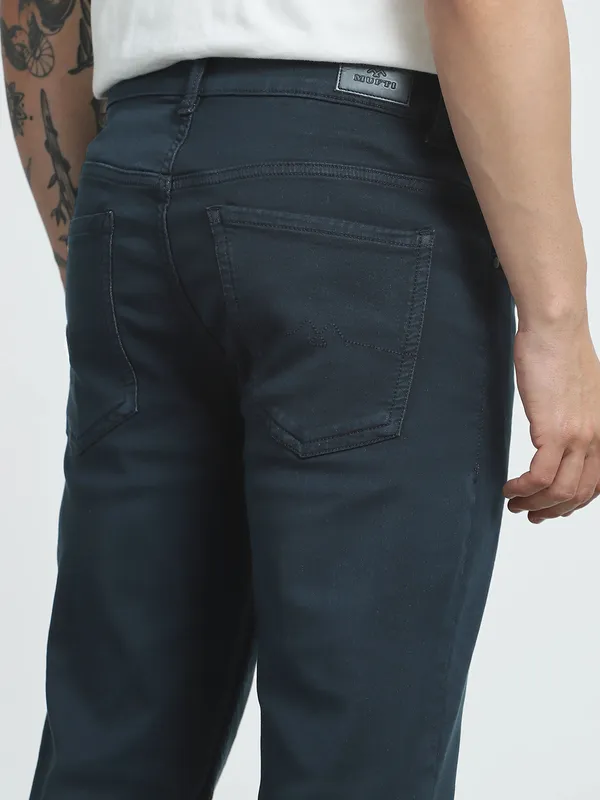 MUFTI solid navy super slim mens denim jeans