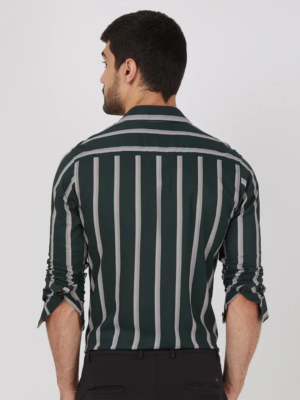 MUFTI stripe cotton black shirt