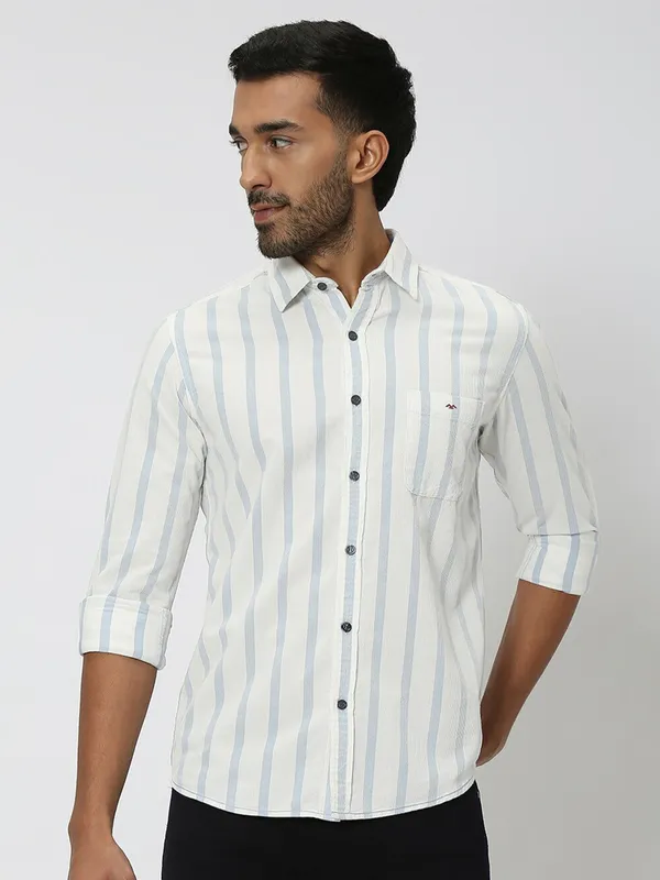 Mufti stripe cotton light blue shirt