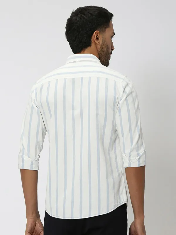 Mufti stripe cotton light blue shirt