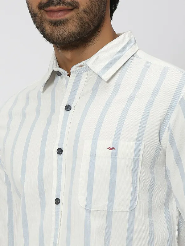 Mufti stripe cotton light blue shirt