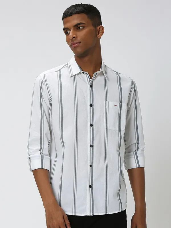 Mufti stripe white cotton shirt