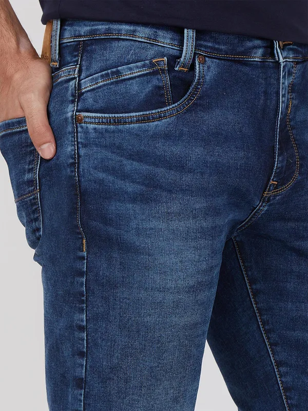 MUFTI stylish dark blue straight fit jeans