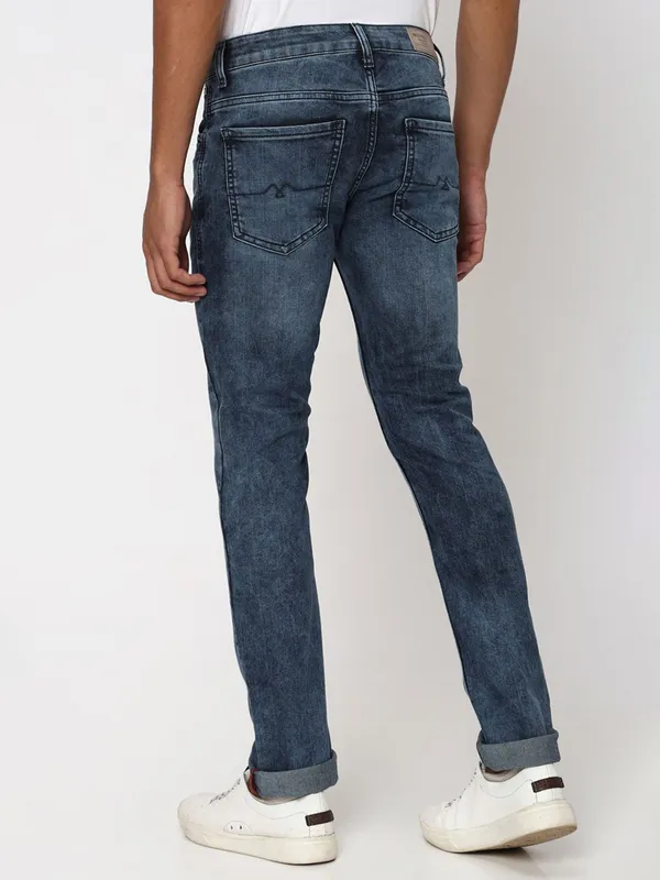 Mufti super slim fit stone blue washed jeans