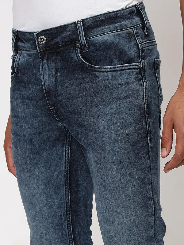 Mufti super slim fit stone blue washed jeans
