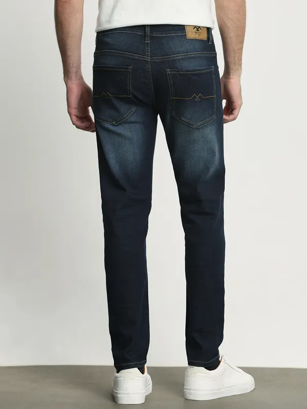 MUFTI washed blue ankle length jeans for mens