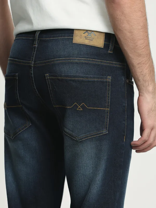 MUFTI washed blue ankle length jeans for mens
