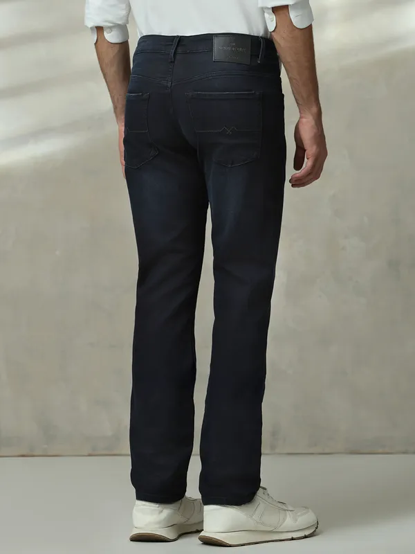 MUFTI washed dark black super slim mens denim jeans