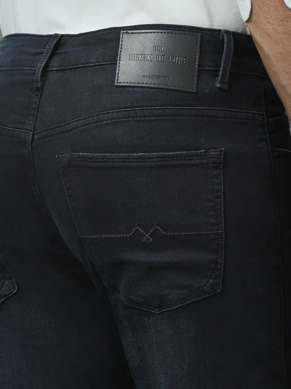 MUFTI washed dark black super slim mens denim jeans