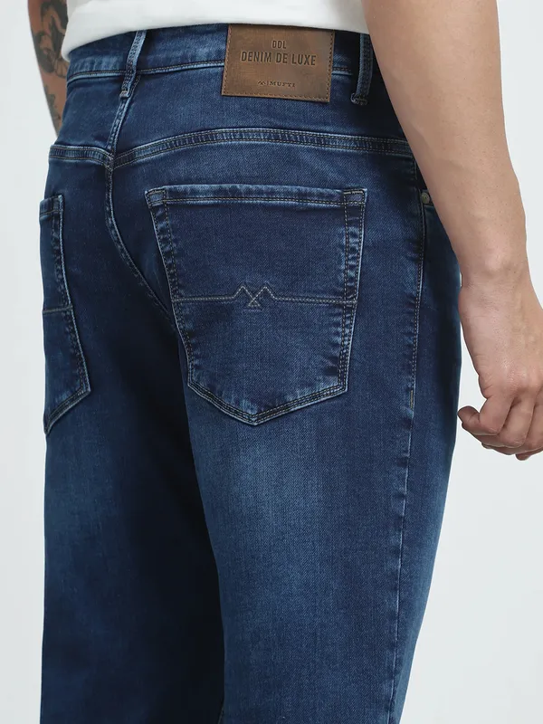 MUFTI washed dark blue skinny fit denim for men