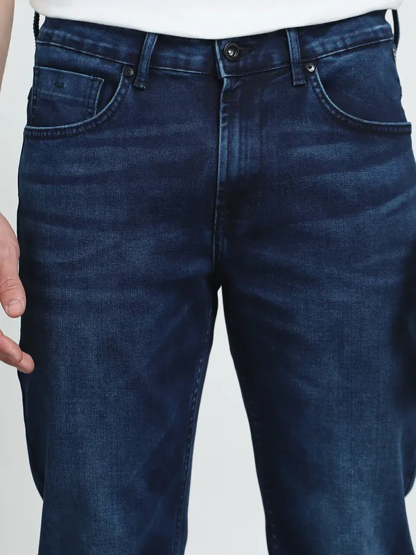 MUFTI washed dark blue super slim denim for men