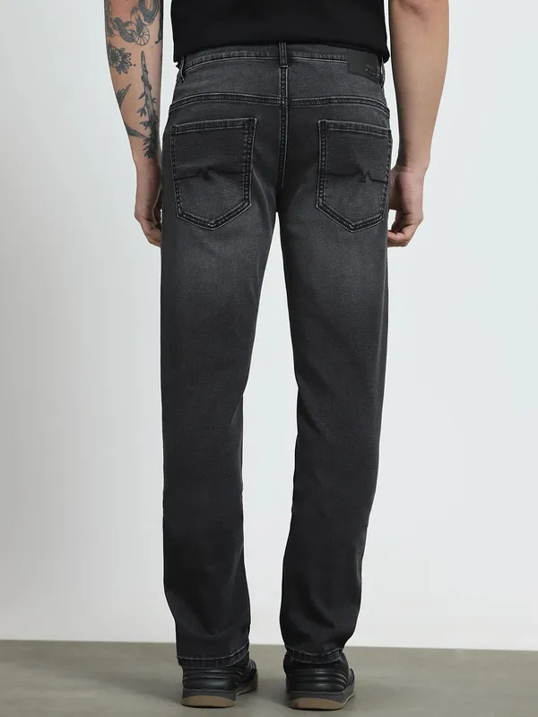 MUFTI washed dark grey super slim denim jeans