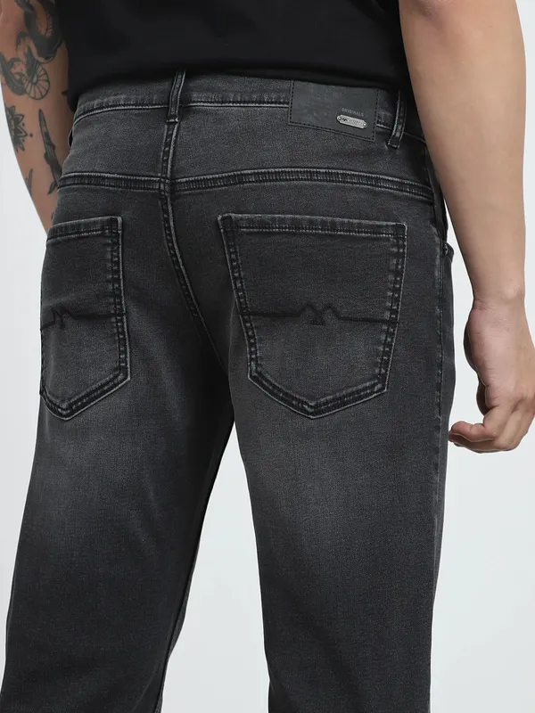 MUFTI washed dark grey super slim denim jeans