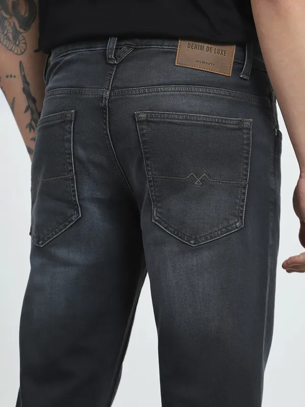 MUFTI washed dark grey super slim mens denim