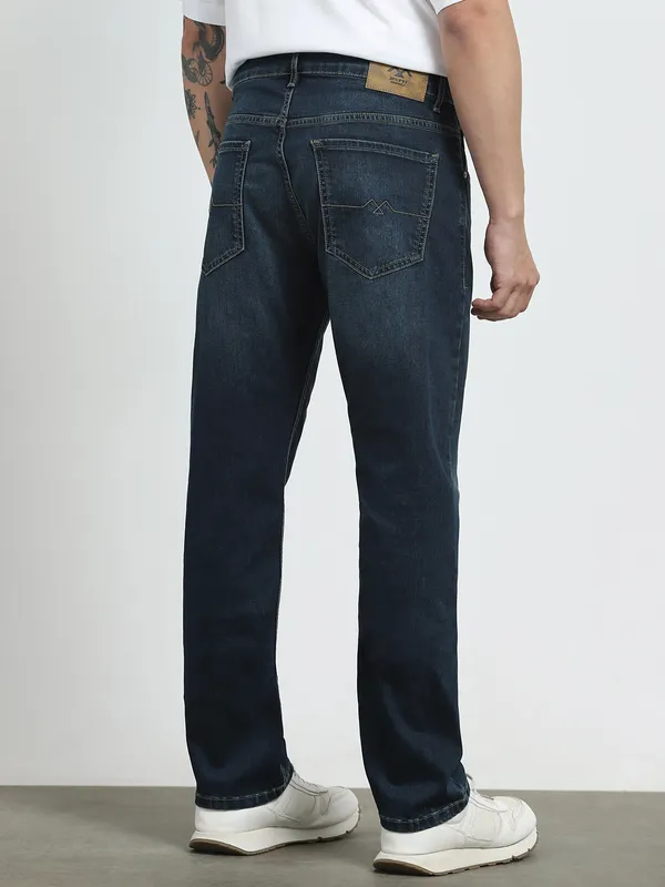 MUFTI washed dark indigo blue super slim jeans