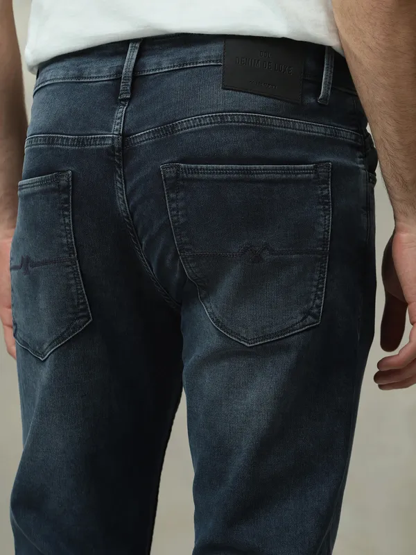 MUFTI washed dark navy ankle length denim