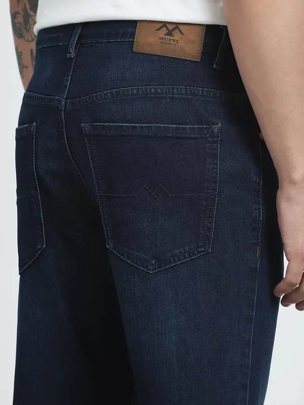 MUFTI washed dark navy skinny fit denim jeans for men