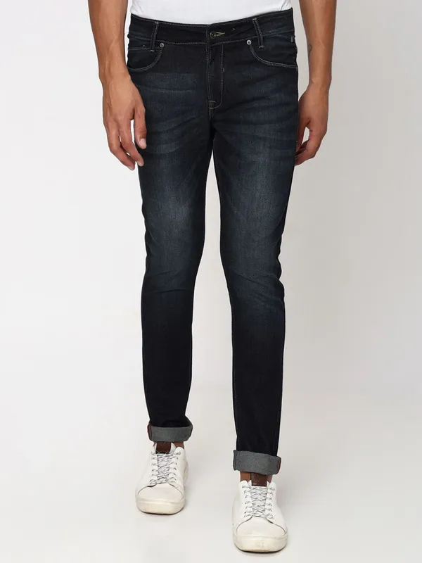Mufti washed dark navy skinny fit jeans