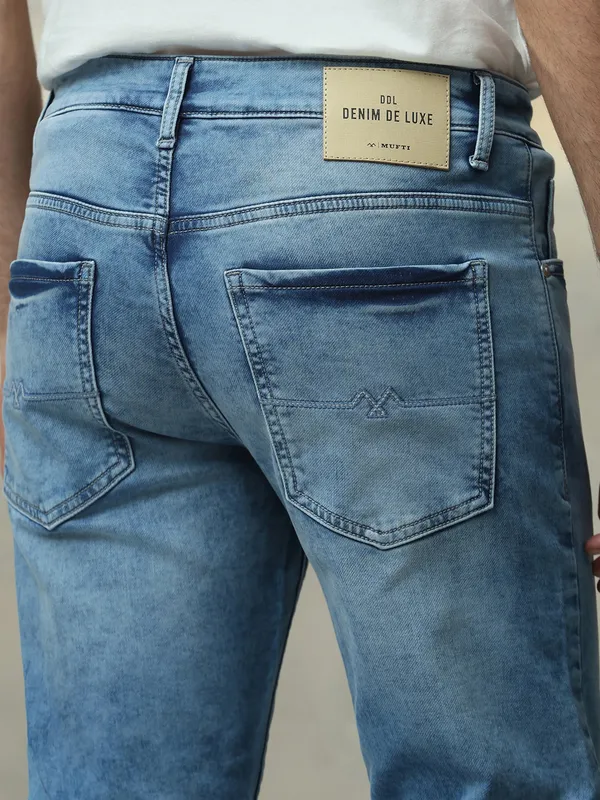 MUFTI washed light blue denim for men