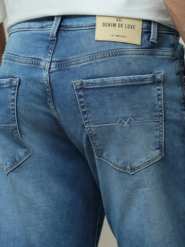 MUFTI washed light blue denim jeans for men