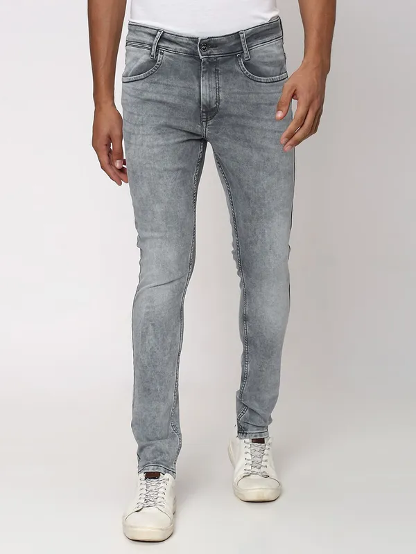 Mufti washed skinny fit grey jeans