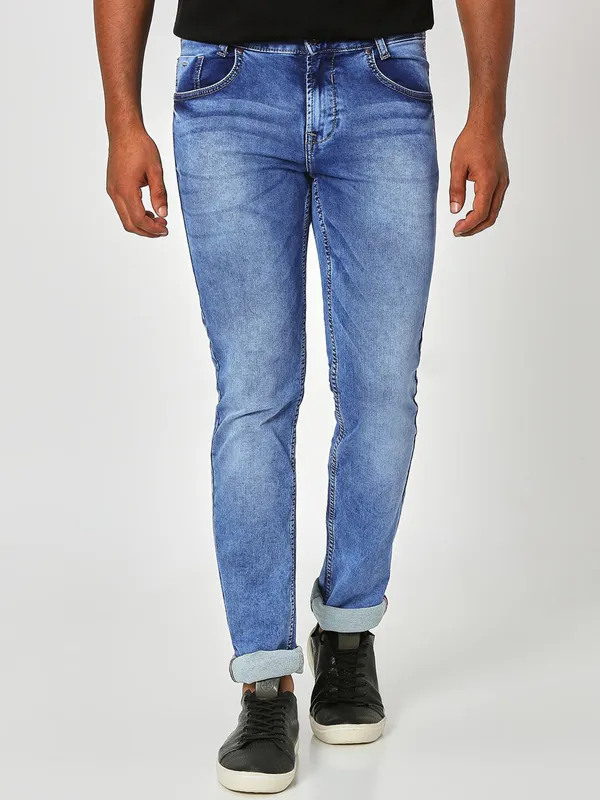 Mufti washed slim fit jeans in blue