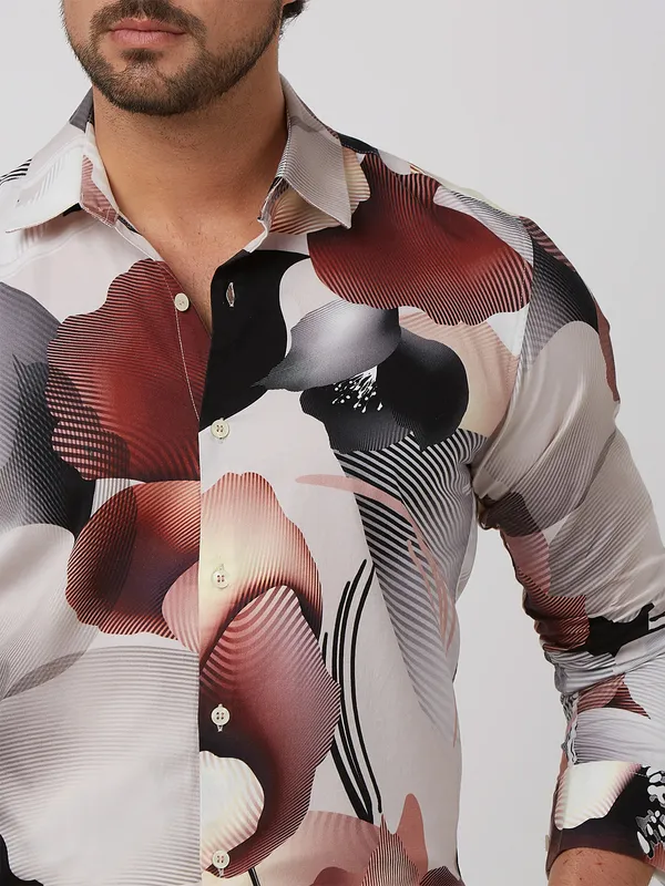 MUFTI white attractive cotton printed shirt