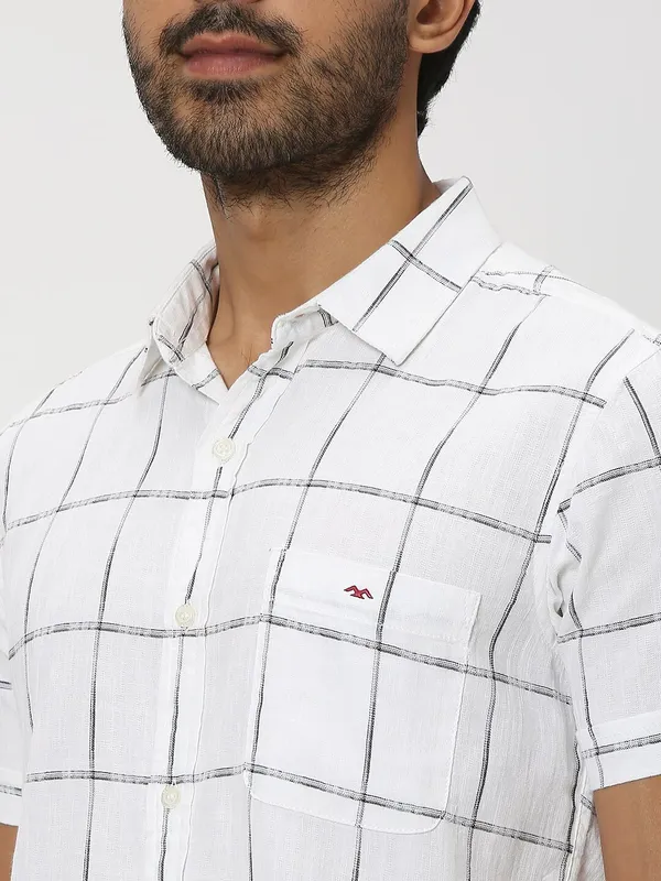 Mufti white checks shirt with half sleeve
